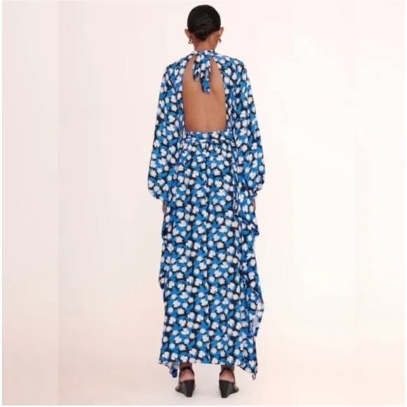NEW $495 Staud Danica Maxi Dress White Acid Floral Open Back - Picture 4 of 9